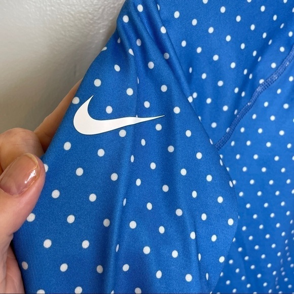 Nike Pro Dry Fit Blue/White Running Jacket 1/2 Zip Polka Dot Pullover Size M - Picture 11 of 15